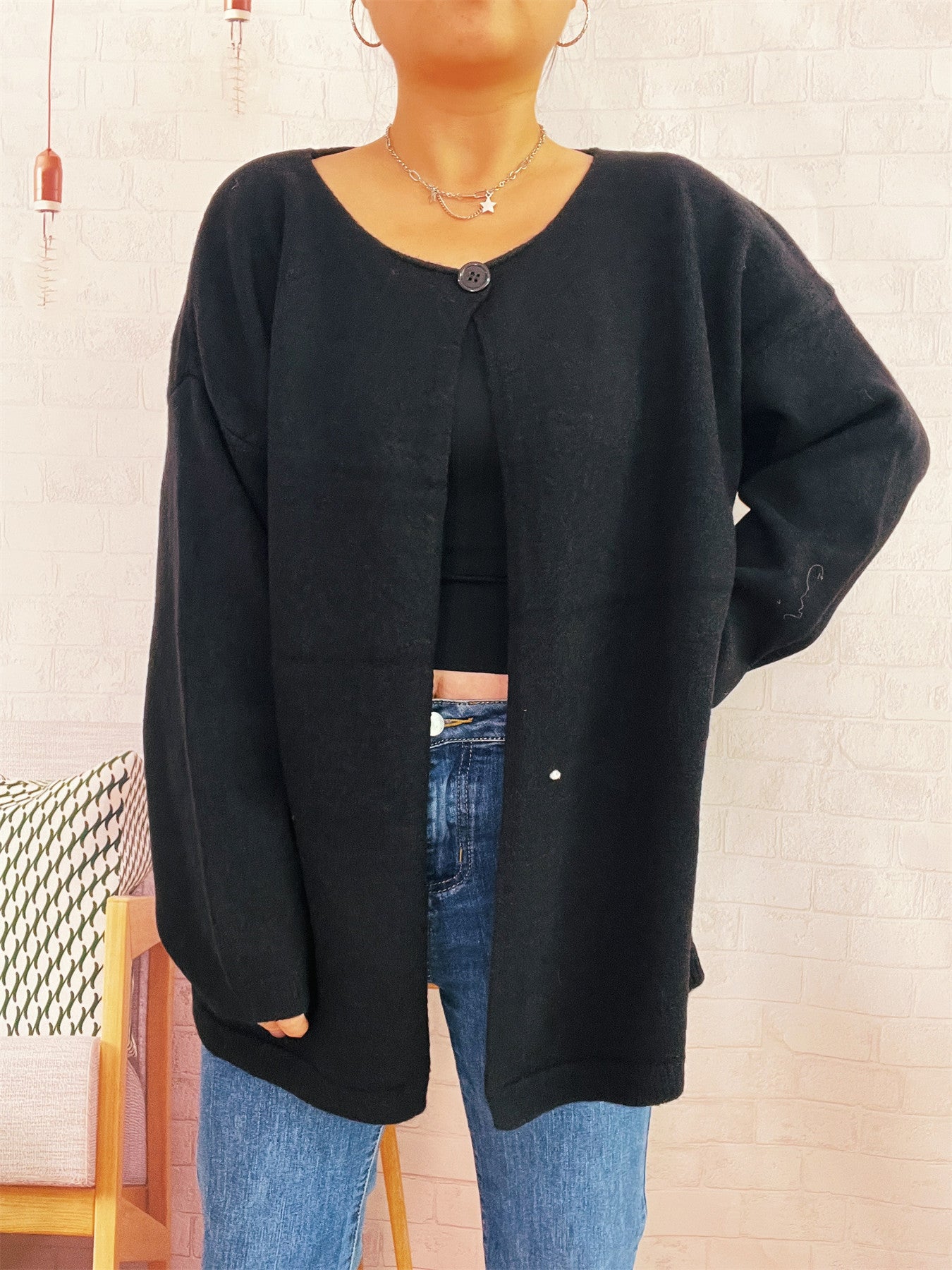 Cardigan en tricot décontracté pour femmes à coupe ouverte et matériaux doux Chic und Stil