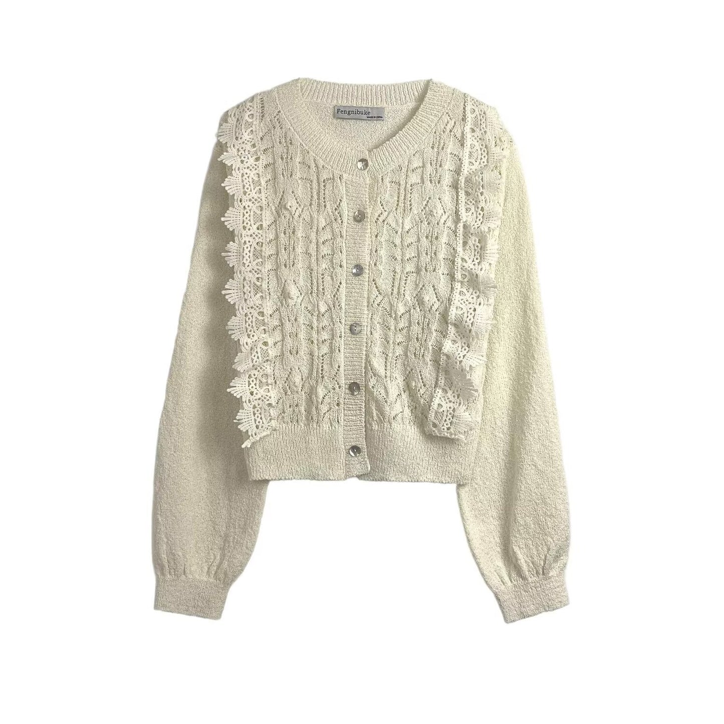 Knitted jacket for women with filigree crochet pattern Chic and Style