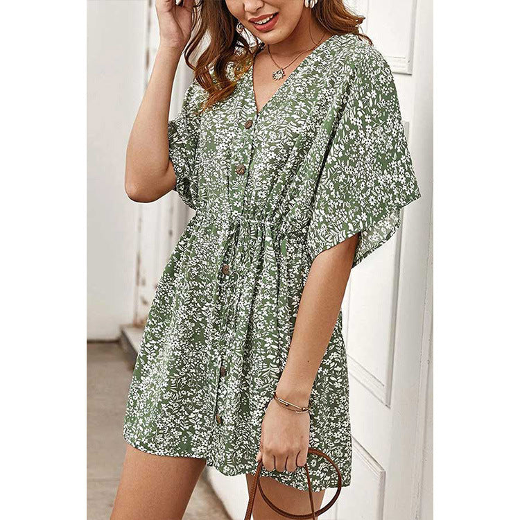Robe à boutons montée pour femmes à motif floral Chic und Stil