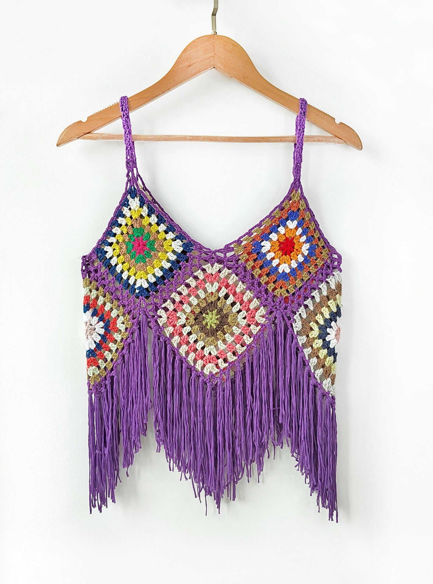 Top crop à franges au crochet pour femmes Chic und Stil