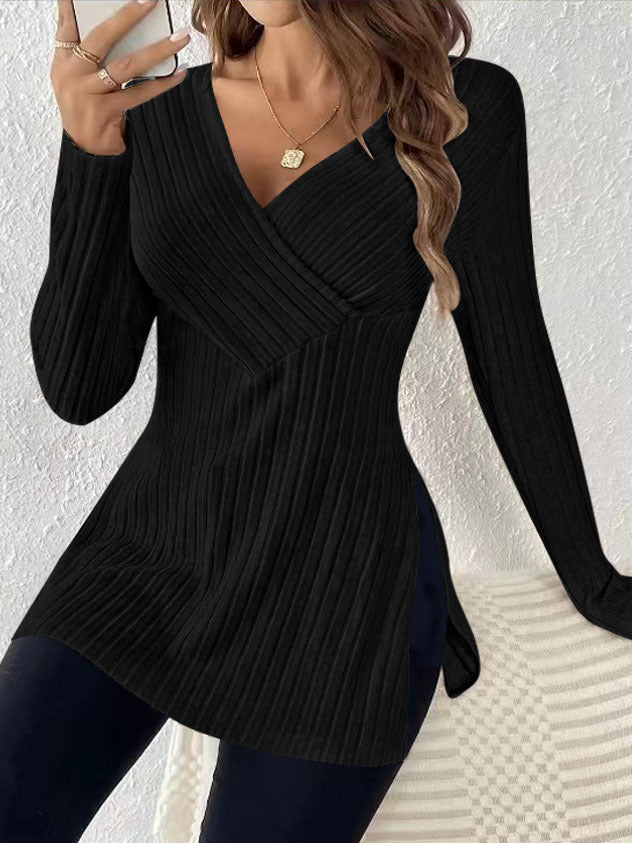 Top à enroulement pour femmes avec un design à côtes texturé et une coupe moderne Chic und Stil