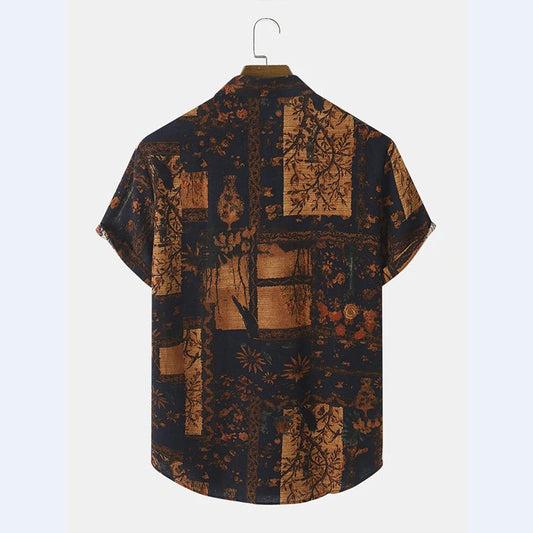 Chemise à manches courtes pour hommes avec design floral et tissu texturé Chic und Stil