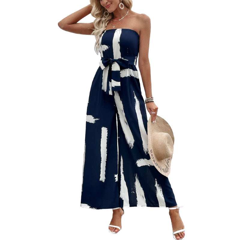 Combinaison sans bretelles pour femmes avec jambes larges et ceinture cintrée Chic und Stil