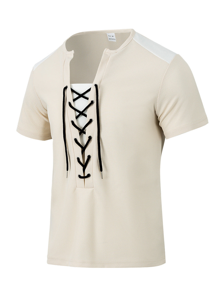 Chemise à manches courtes pour homme avec design sportif à lacets Chic und Stil