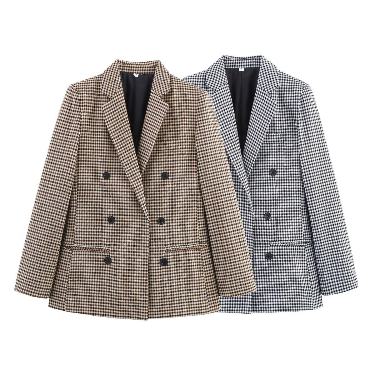Blazer à carreaux pour femmes avec double boutonnière et tissu structuré Chic und Stil