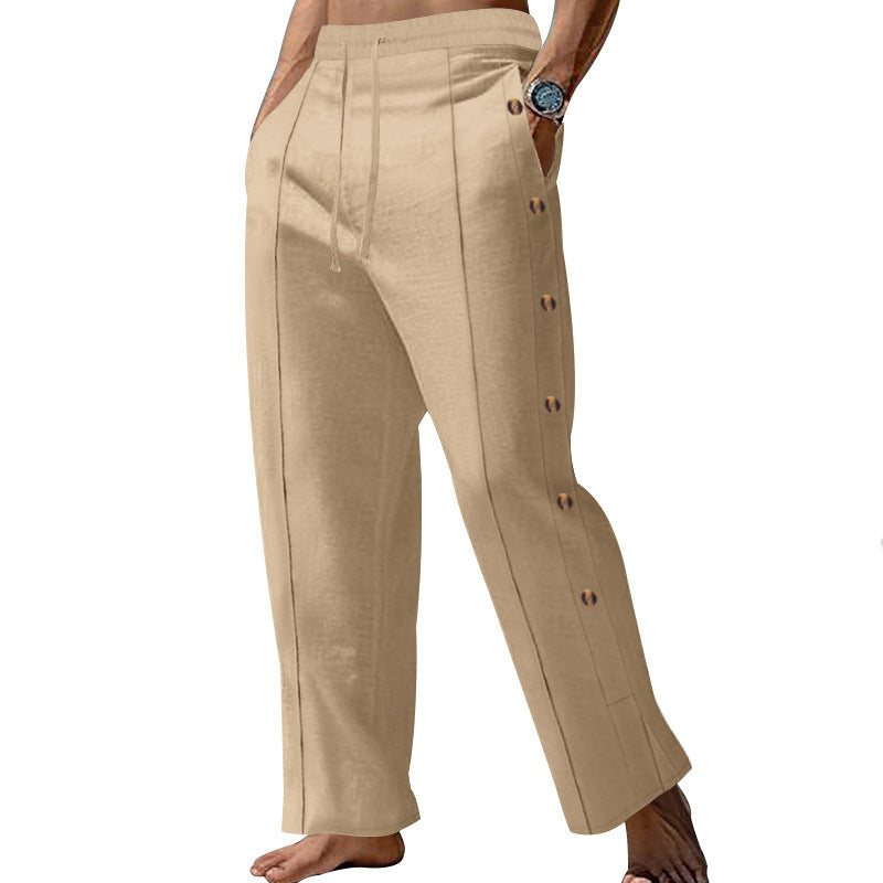 Pantalon d'été décontracté pour homme avec boutons latéraux et taille élastique Chic und Stil