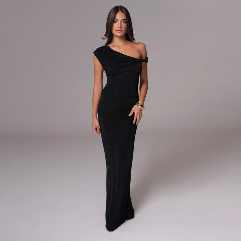 Robe maxi ajustée à épaule unique Chic und Stil