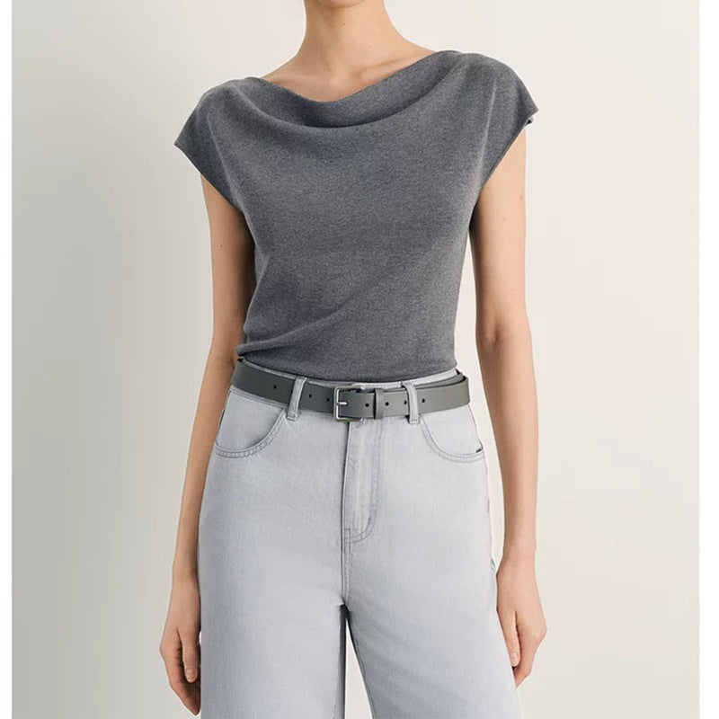 T-shirt contemporain à col drapé pour femmes Chic und Stil