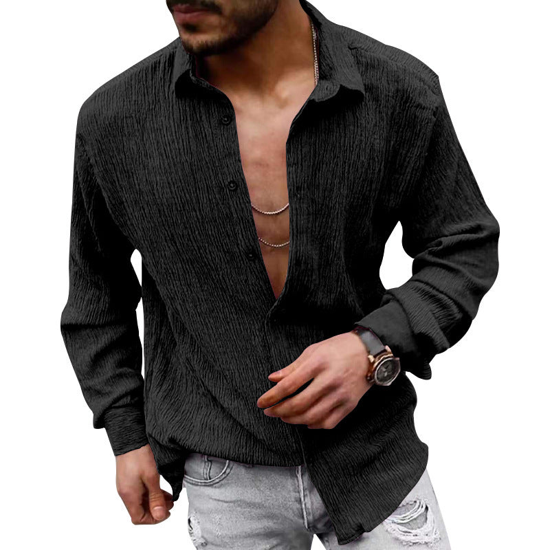 Chemise décontractée à manches longues pour hommes en tissu texturé et au look moderne Chic und Stil