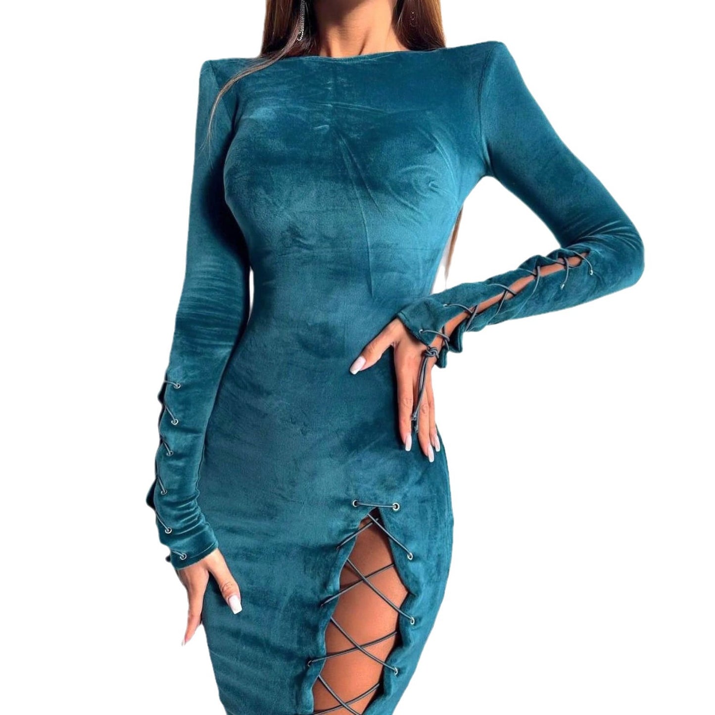 Robe maxi pour femmes avec des détails de lacets raffinés et une coupe ajustée Chic und Stil