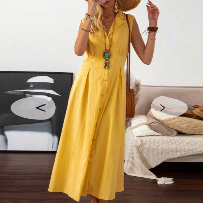 Robe maxi femme avec patte de boutonnage et coupe polyvalente Chic und Stil