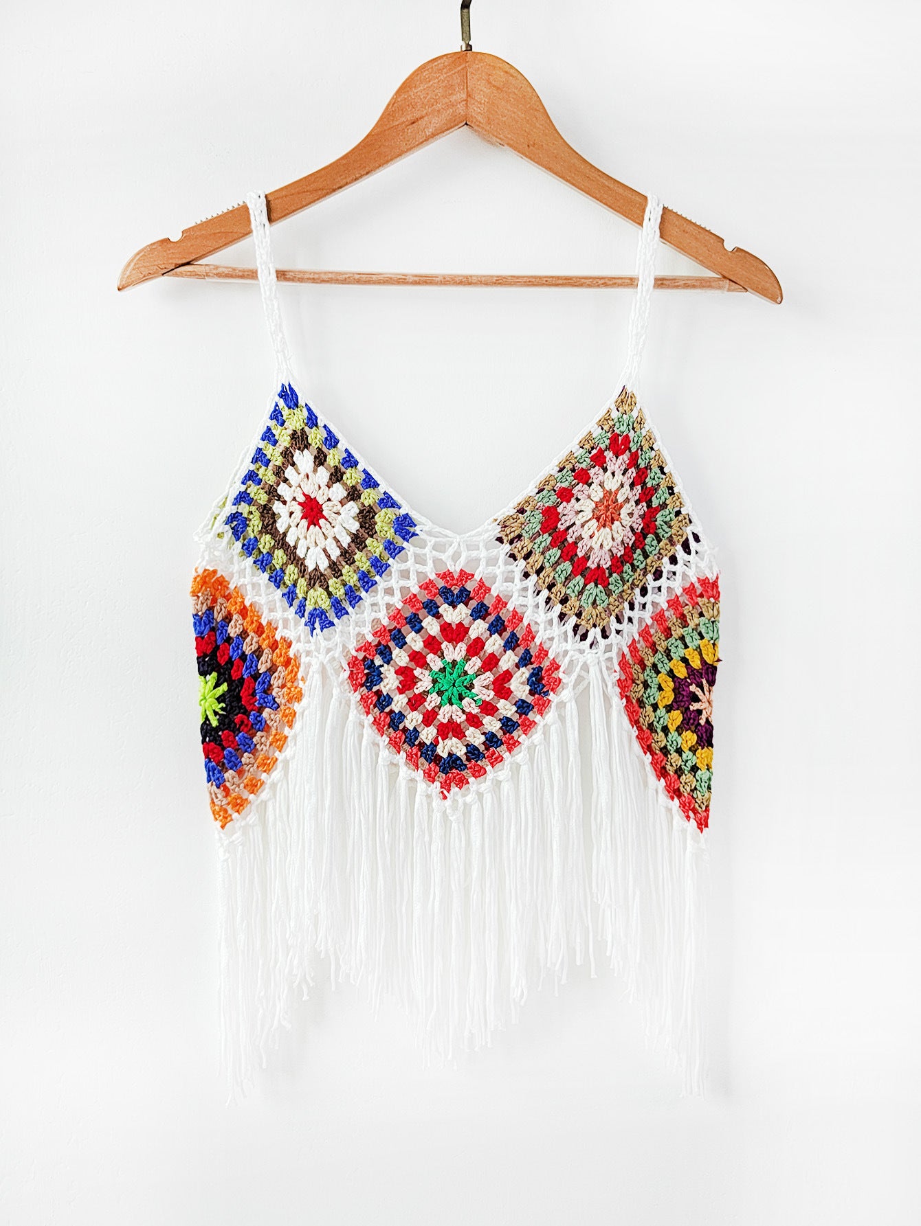 Top crop à franges au crochet pour femmes Chic und Stil