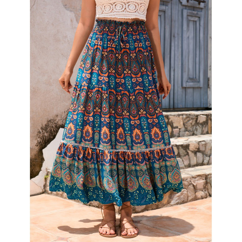 Robe maxi boho femme avec design à volants Chic und Stil