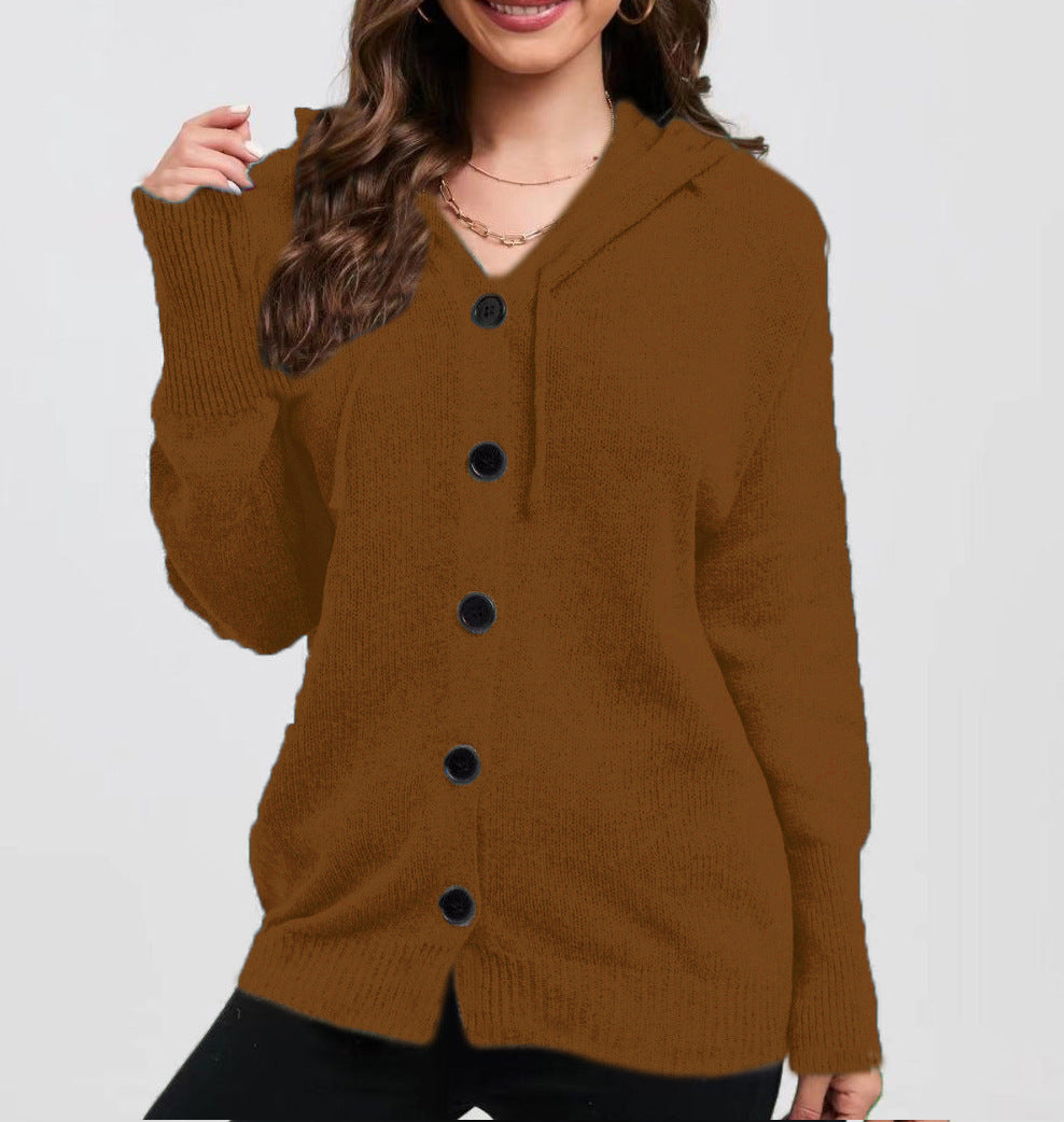 Dame cardigan à capuche avec des détails de bouton pratiques Chic und Stil
