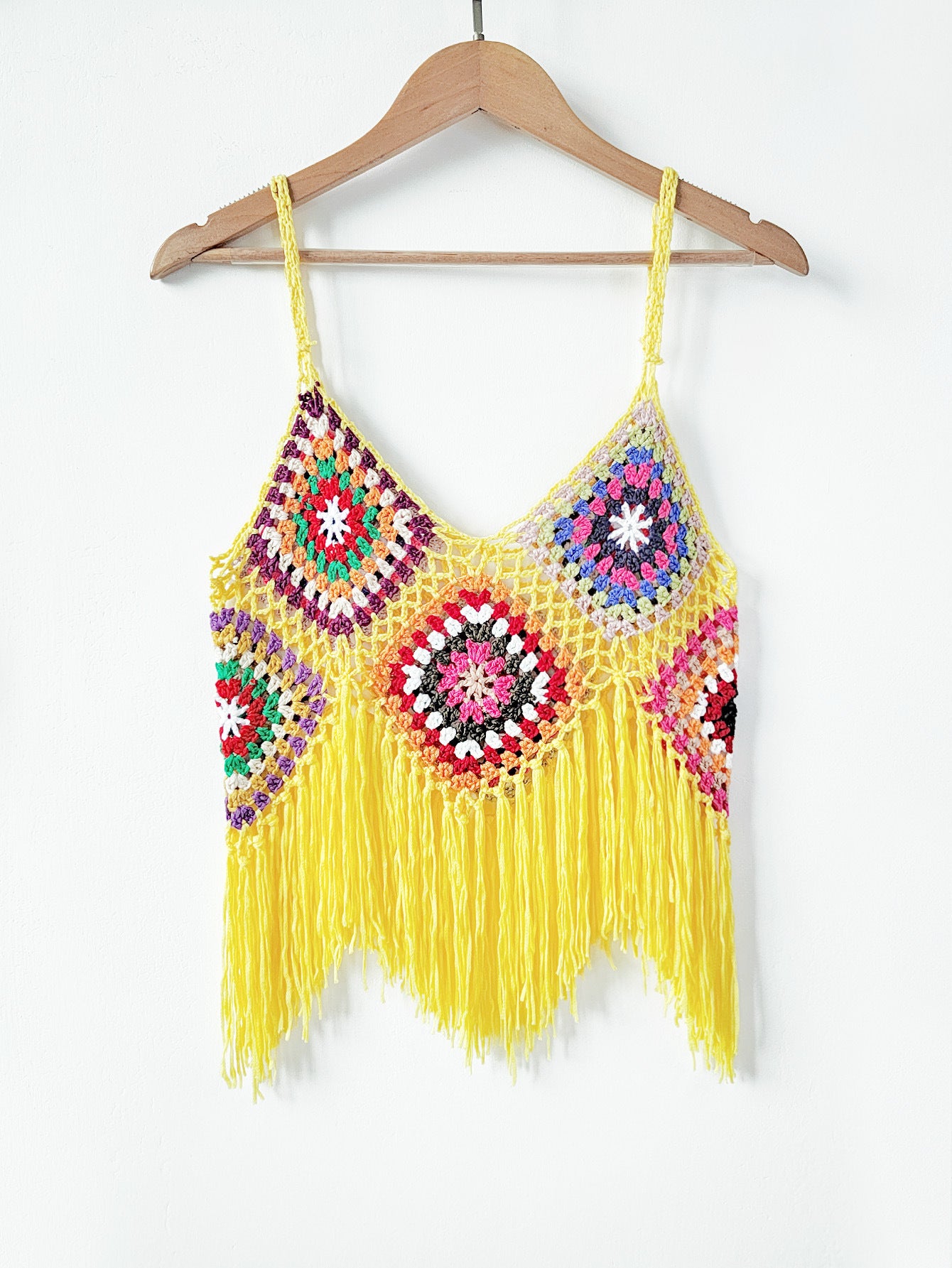 Top crop à franges au crochet pour femmes Chic und Stil