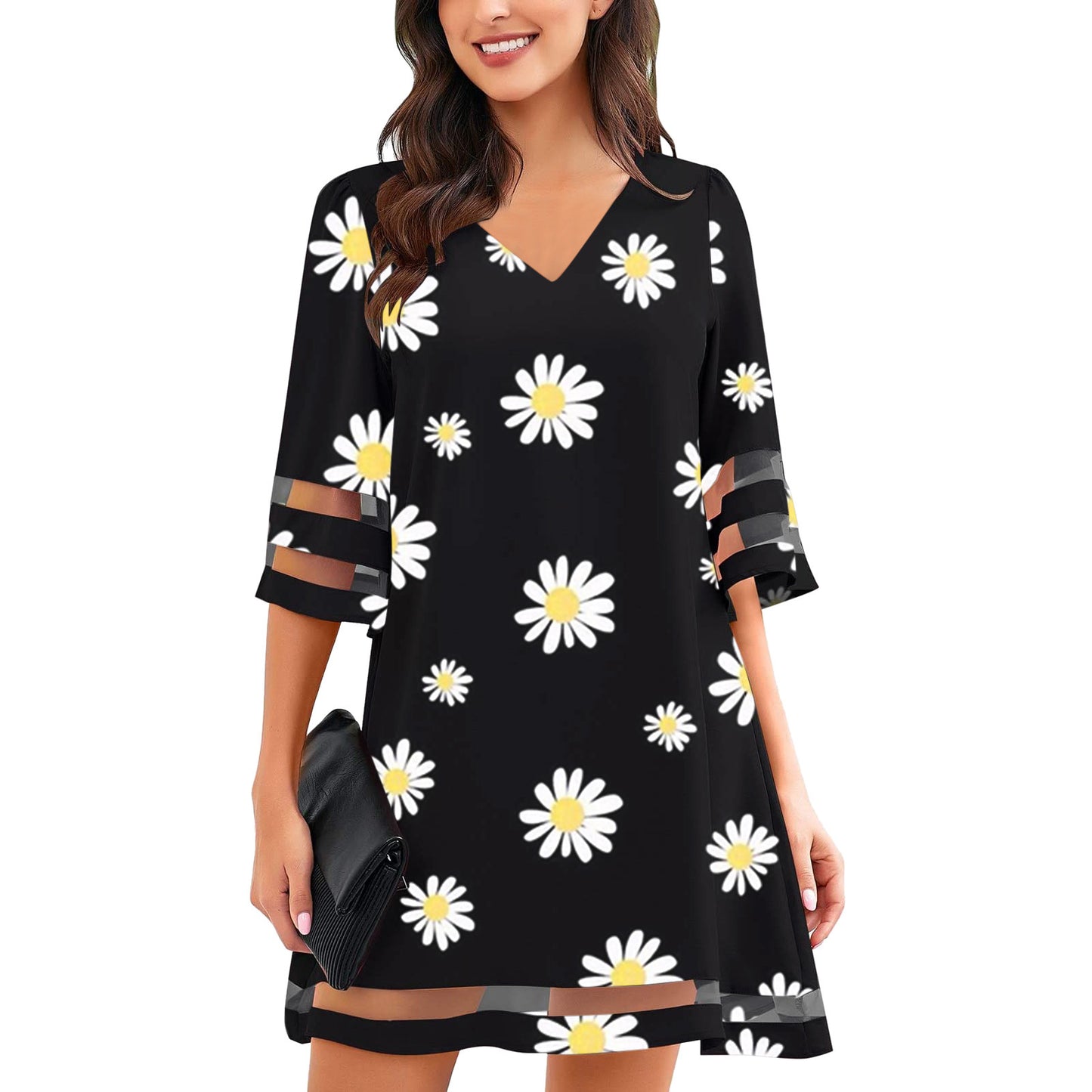 Robe shift à manches décolleté en motif léopard pour femmes Chic und Stil