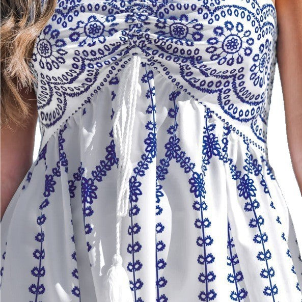 Robe maxi pour dames avec un design ludique et de fines bretelles Chic und Stil