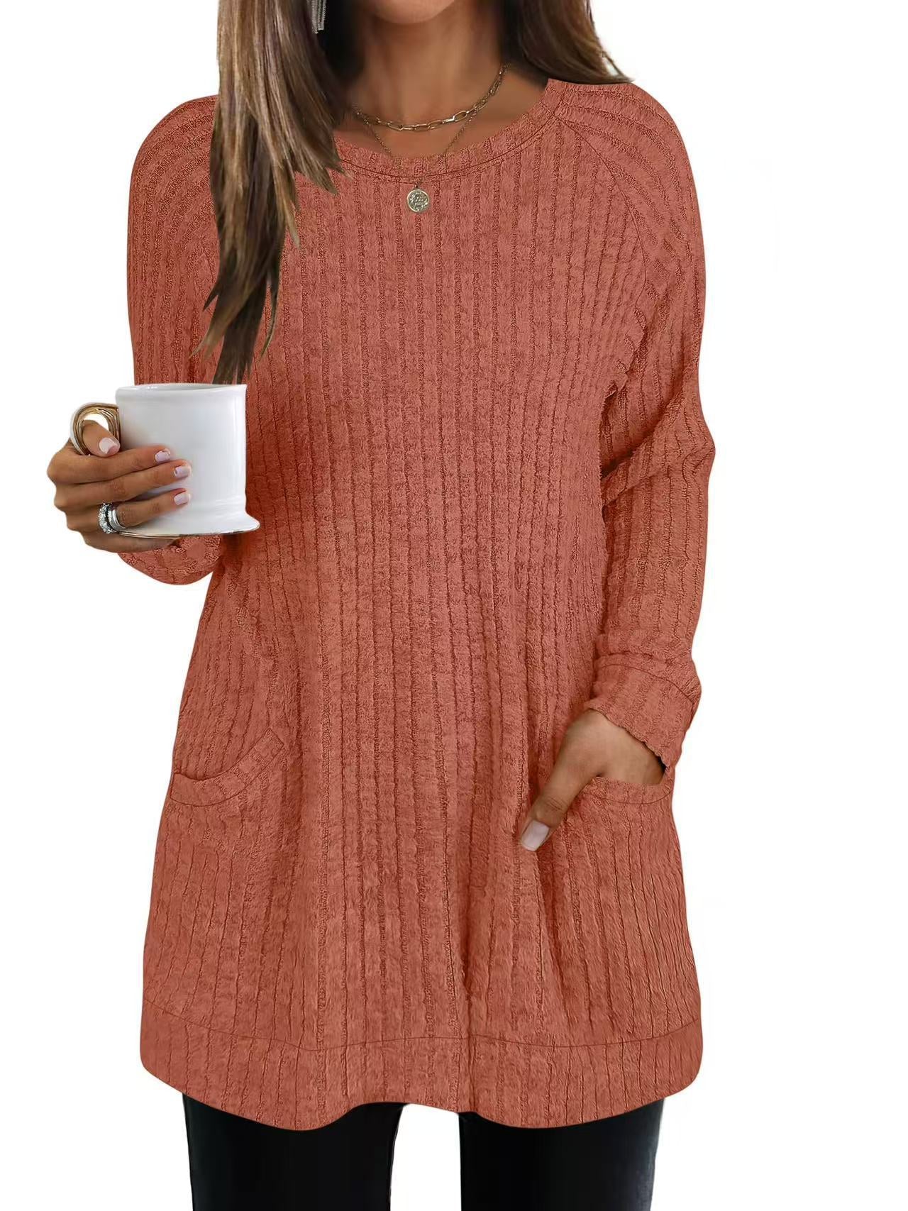 Pull en tricot décontracté pour femmes avec poches latérales et structure ribbed Chic und Stil