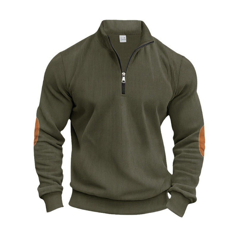 Pull élégant pour homme avec des patches aux coudes pratiques et une fermeture éclair moderne Chic und Stil