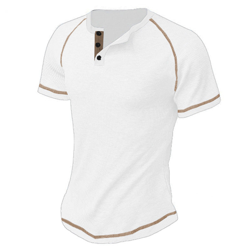 T-shirt à manches mi-longues pour hommes avec patte de boutonnage Chic und Stil