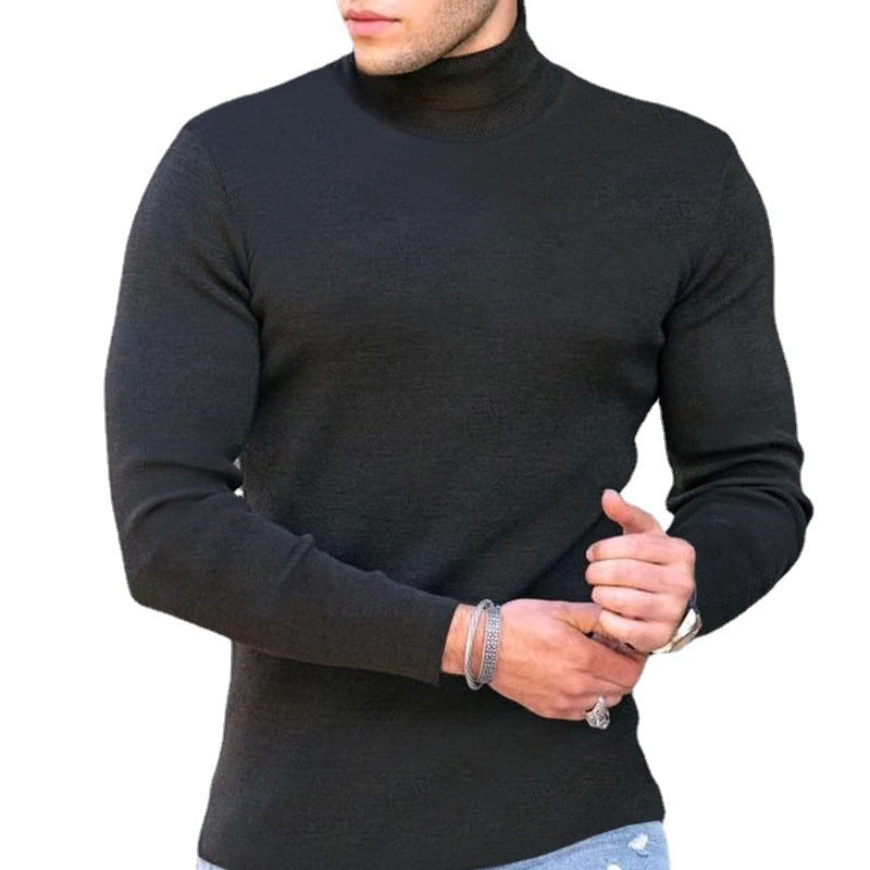 Hommes Haut de gamme Haut à col roulé en matériau élastique Chic und Stil