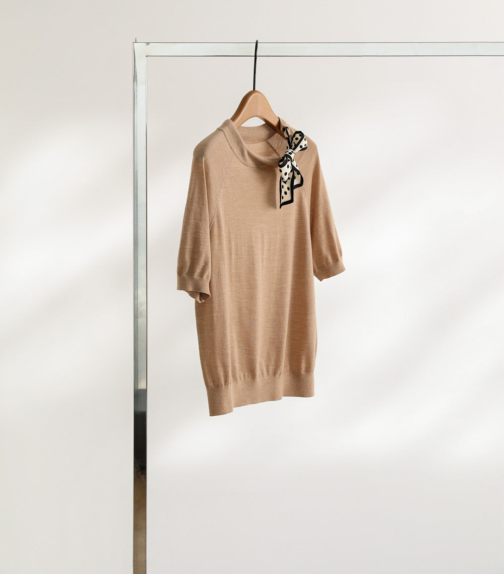 Haut en tricot élégant pour femme avec nœud décoratif Chic und Stil
