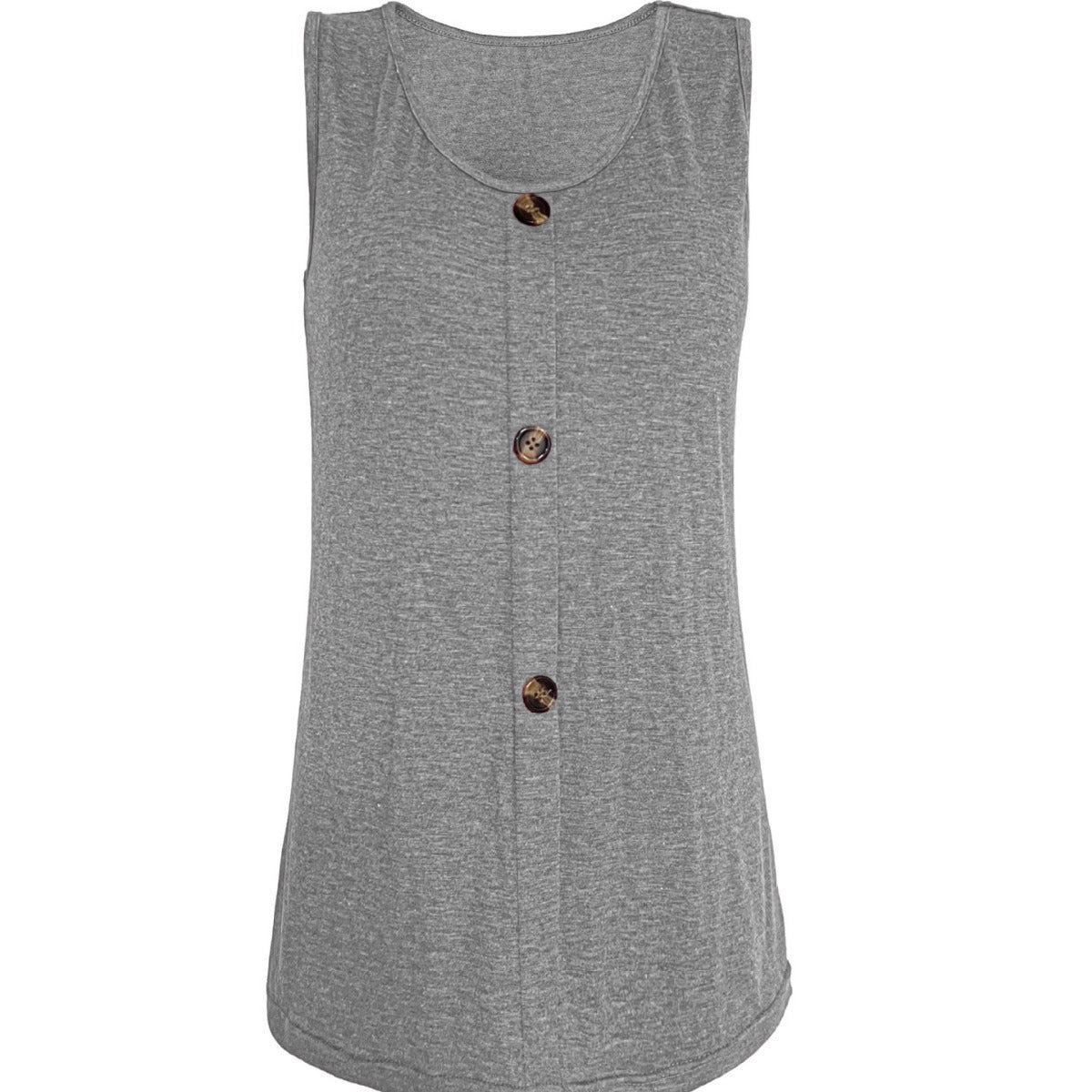 Women's Sleeveless Round Neck Top with Button Placket Chic und Stil