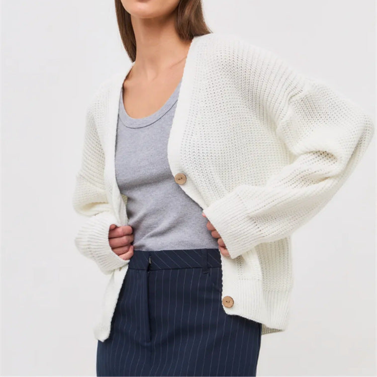 Cardigan en tricot décontracté pour femmes avec détails en boutons et manches évasées Chic und Stil
