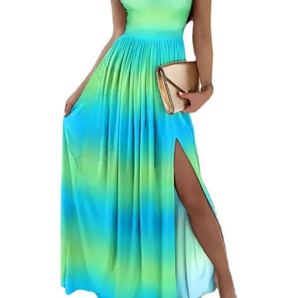 Robe maxi pour femmes avec décolleté charmant et fente asymétrique Chic und Stil