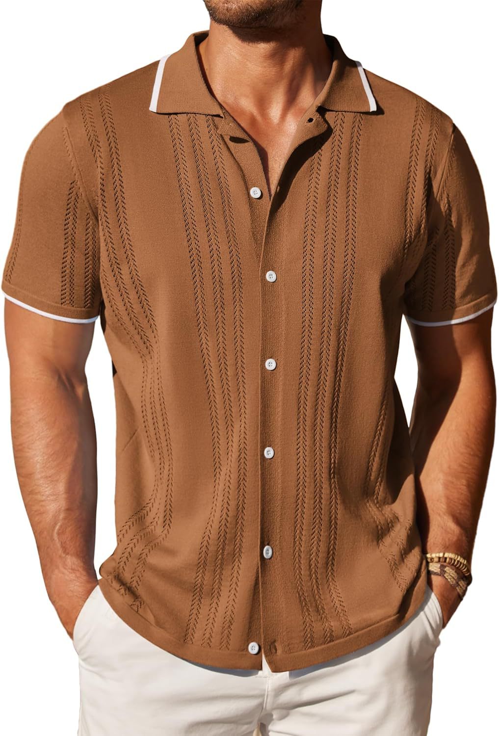Chemise à manches courtes pour hommes avec motif texturé Chic und Stil