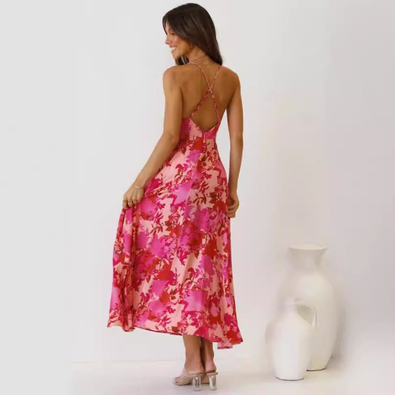 Robe midi A-ligne inspirée des fleurs Chic und Stil pour femmes