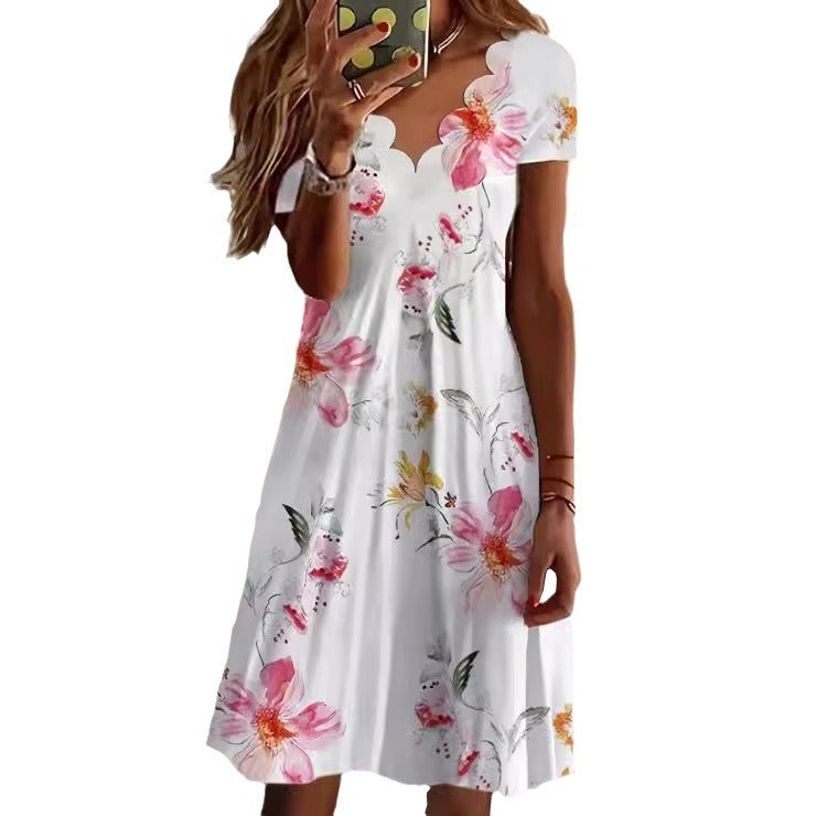 Robe courte à manches courtes imprimé floral Chic und Stil