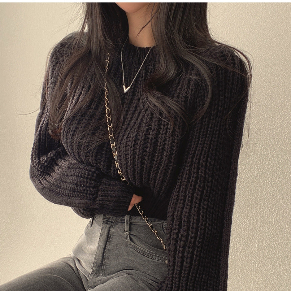 Pull femme en tricot épais avec des manches volumineuses et une texture structurée Chic und Stil