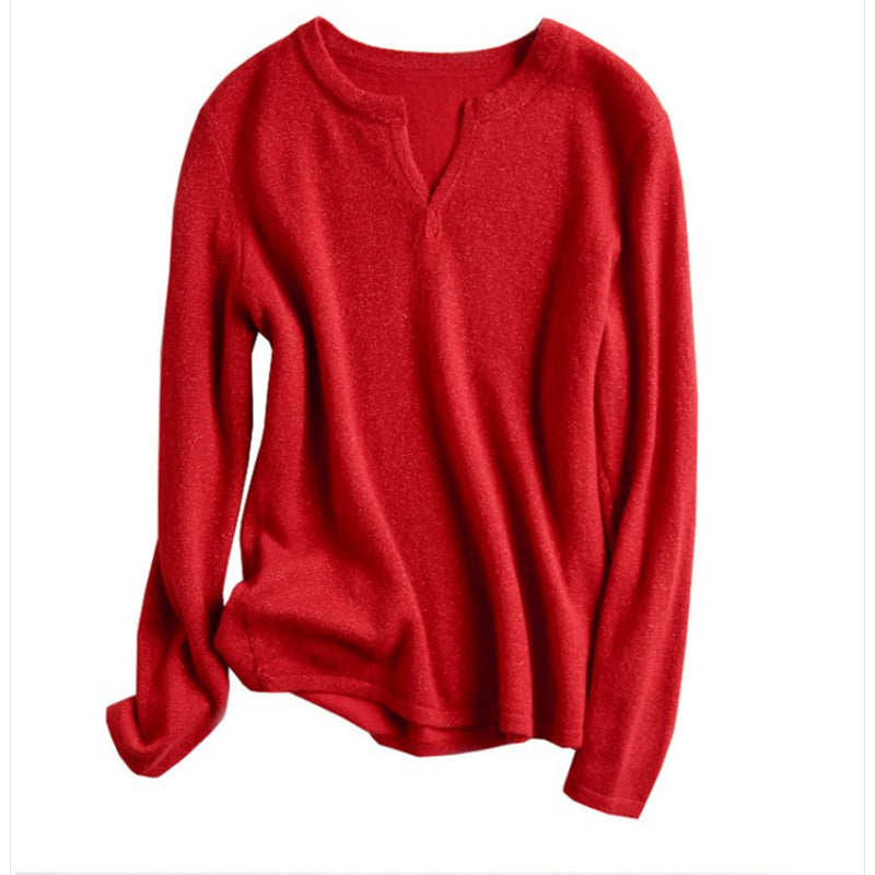 Pull en tricot texturé à col V pour femmes Chic und Stil