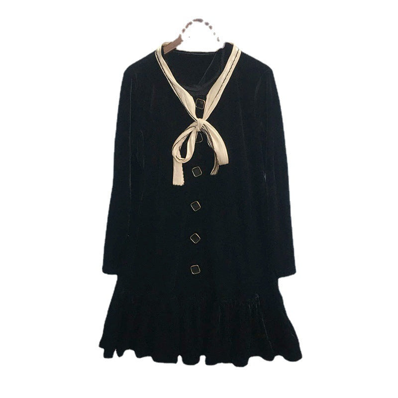 Robe shift en velours pour femme avec nœud décoratif Chic und Stil