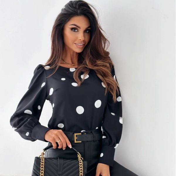 Blouse pour femmes avec manches bouffantes et pois Chic und Stil