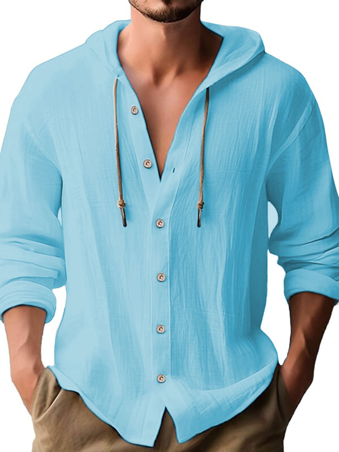 Chemise à capuche décontractée pour hommes avec patte de boutonnage et manches élastiques Chic und Stil