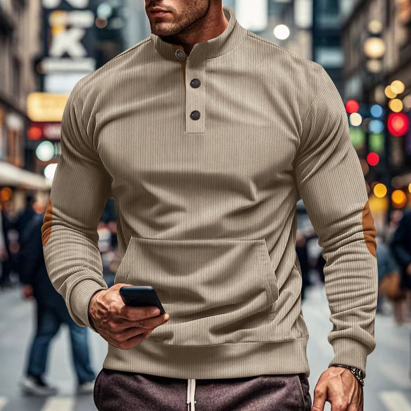 Pull décontracté pour hommes avec patte de boutonnage et surface texturée Chic und Stil