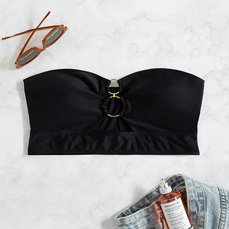 Bikini-top bustier pour femmes avec fronces et accents dorés Chic und Stil