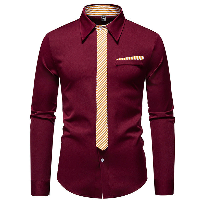 Chemise à manches longues pour hommes avec un design de col innovant et une poche poitrine pratique Chic und Stil