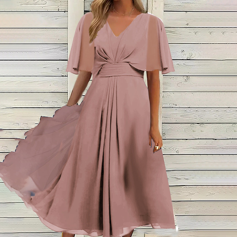 Robe midi fluide à décolleté en V pour femmes Chic und Stil