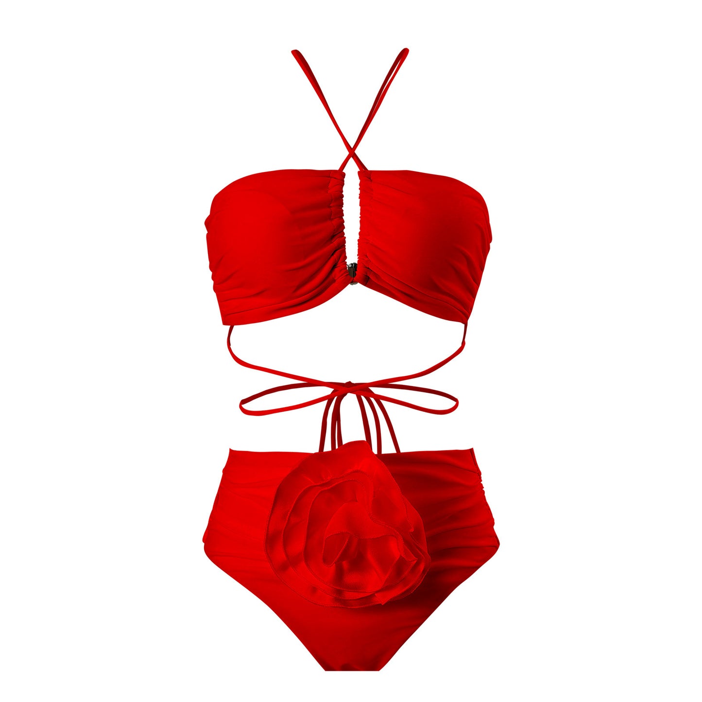 Bikini bandeau pour femme avec détail floral et bretelles réglables Chic und Stil