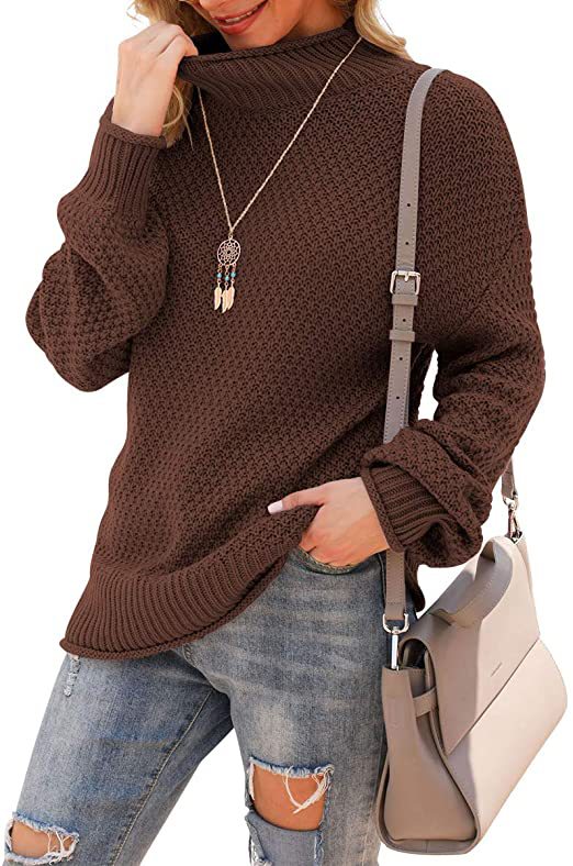 Pull femme avec col haut et motif en tricot structuré Chic und Stil