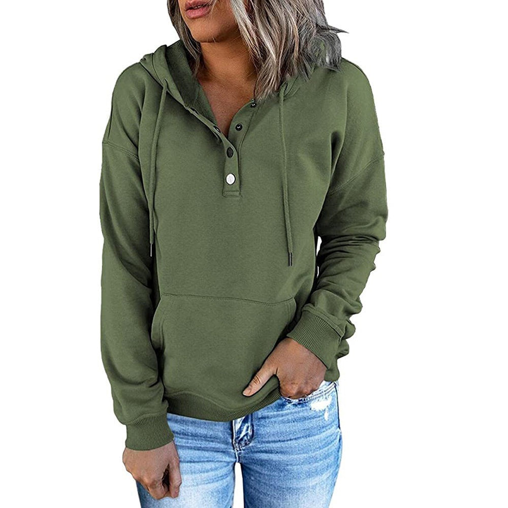 Pull à capuche femme avec détail de bouton tendance Chic und Stil