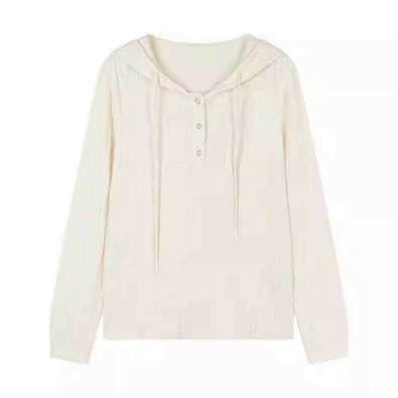 Haut détendu à capuche texturé pour femmes Chic und Stil