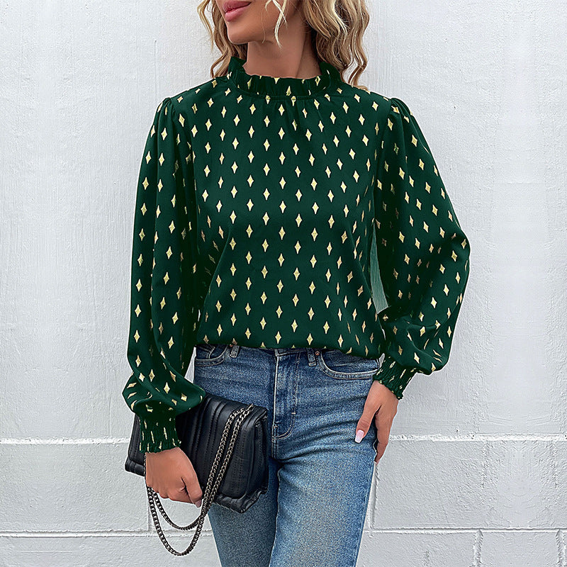 Chemisier femme avec impression de haute qualité et manches bouffantes généreuses Chic und Stil