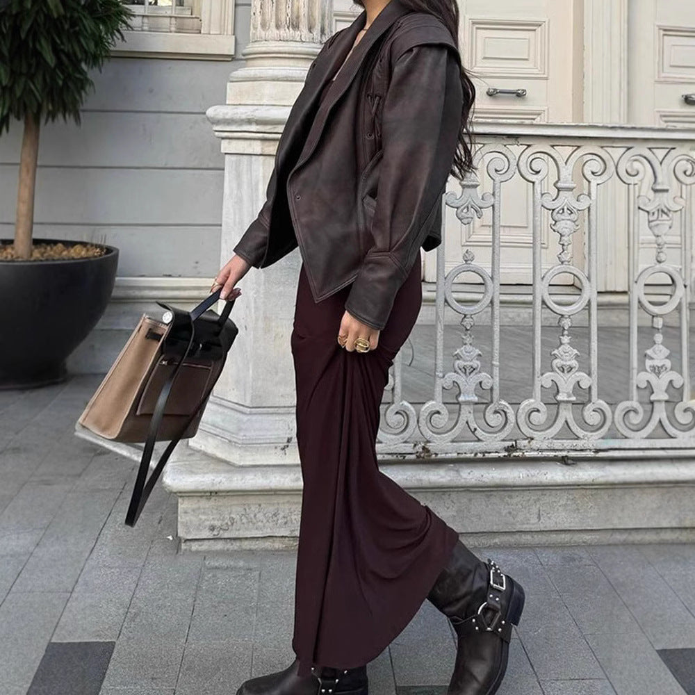 Blazer en cuir pour femmes avec des lacets décoratifs Chic und Stil