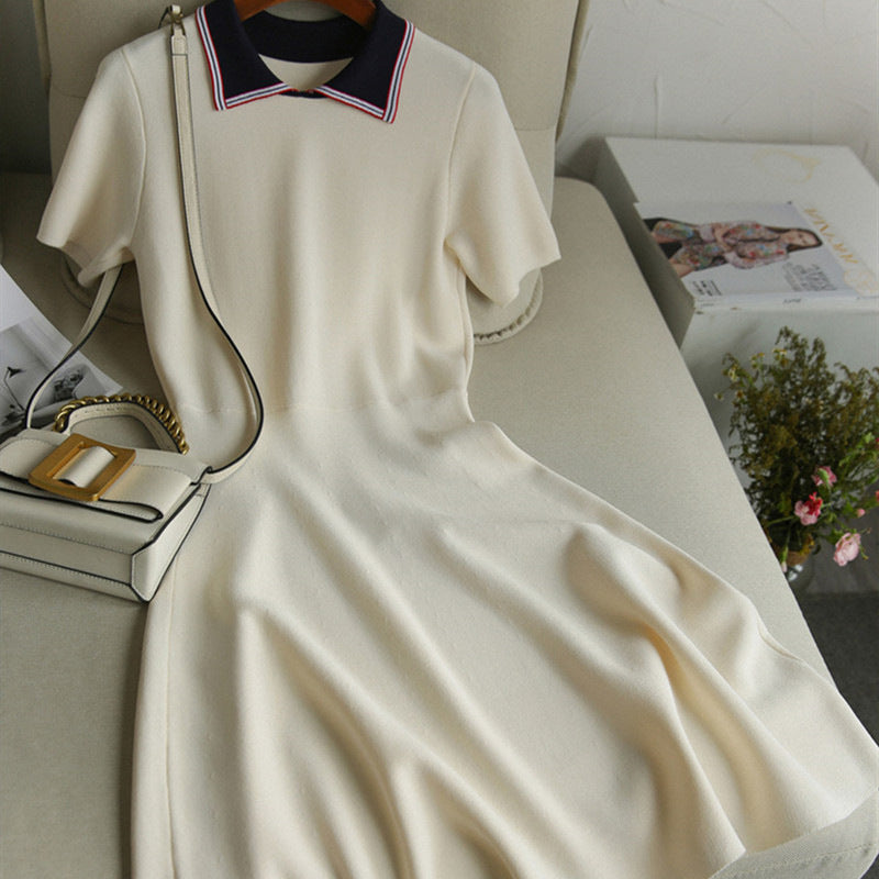 Robe Polo Femme avec Jupe Évasée Chic und Stil