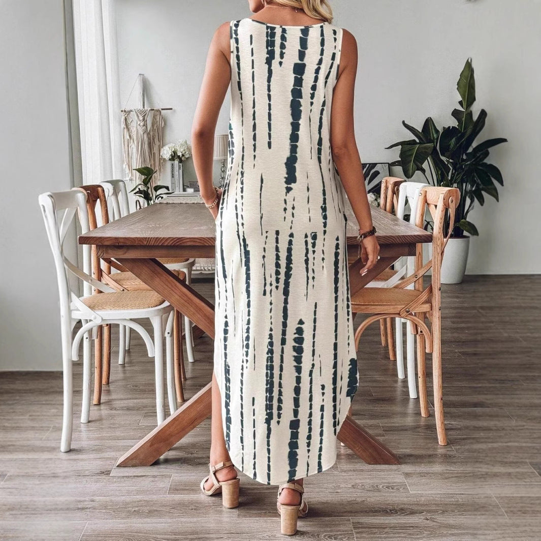 Robe maxi sans manches à décolleté en V pour femmes avec poches Chic und Stil