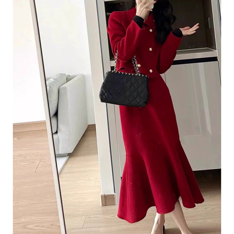 Robe midi longue à manches longues élégante pour femmes Chic und Stil